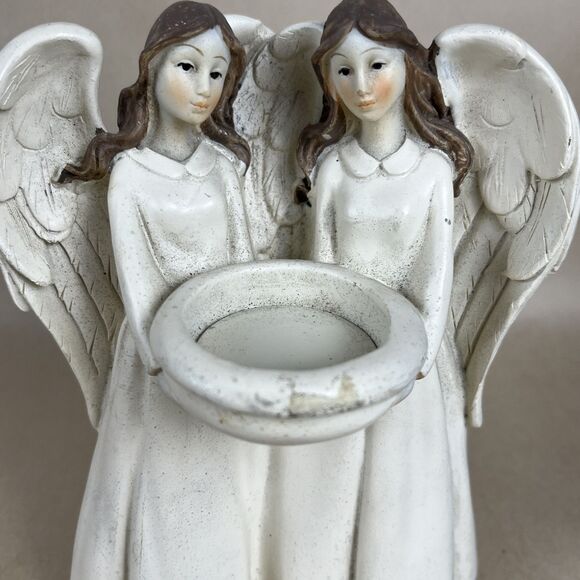 VTG Angels Inspirational Figurine Tealight CandleHolder 7" Guardian Angels Decor - Picture 3 of 9